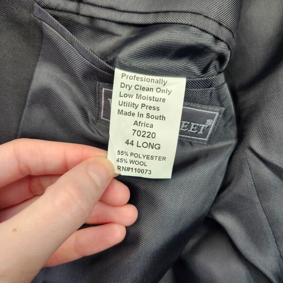 NWT Wall Street Mens Blazer Black 44 Long Polyester/Wool Blend - Picture 7 of 12